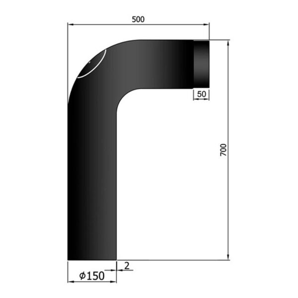 Knærør Fullform ø150   700x500