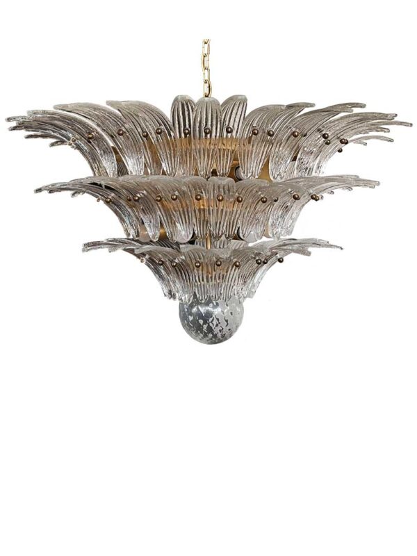 Murano Lysekrone   Palmette    Glas   Klar  Guld Patineret