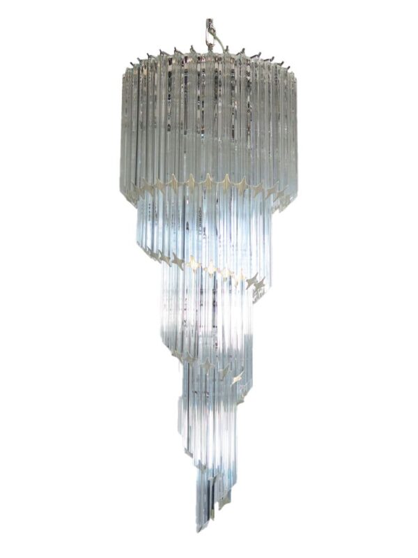 Murano Lysekrone   Spiral    Prismer   Klar Krom Blank