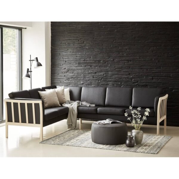 Denver Hjørnesofa  Tremmegavle   Stof Læder